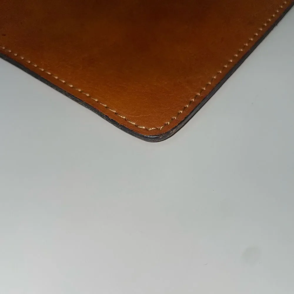 Patricia Nash Tooled Midi Tech Portfolio Brown Leather Clutch